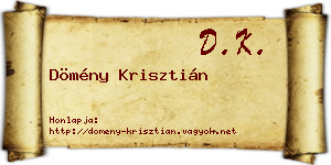 Dömény Krisztián névjegykártya